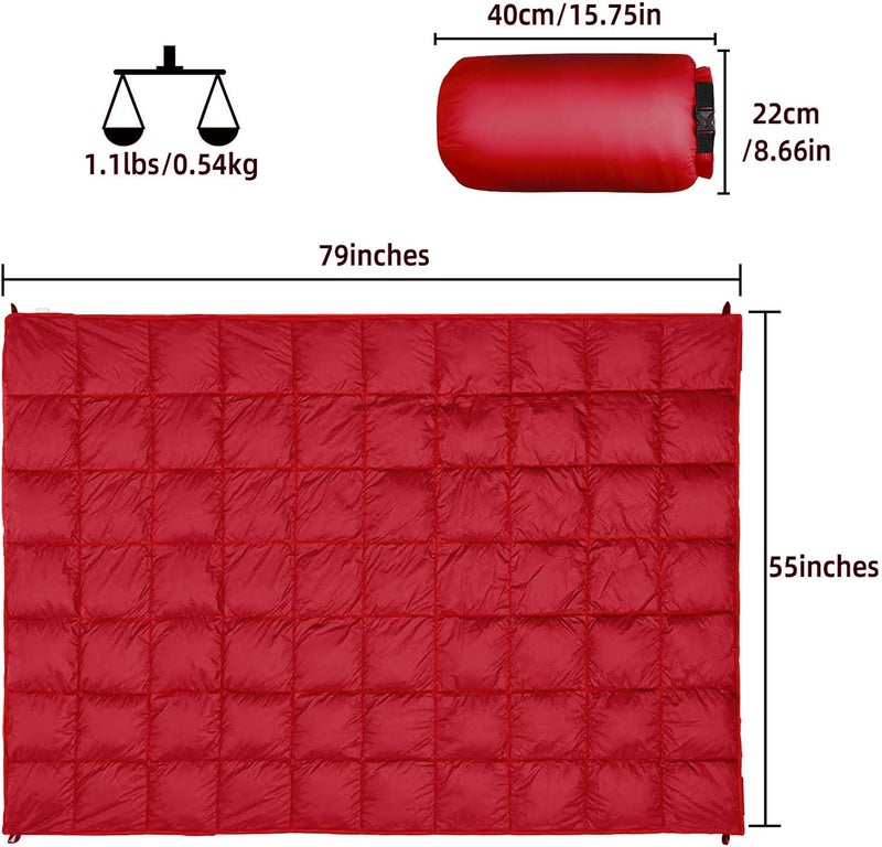 GLORSIGN Outdoor Puffy Camping Blanket, Lightweight Down Alternative Puffy Printed Camping Large Ultra Warm Hammock Top Quilt Waterproof Blanket for Traveling Picnic Beach Party Cold Weather (Red) - Image 2